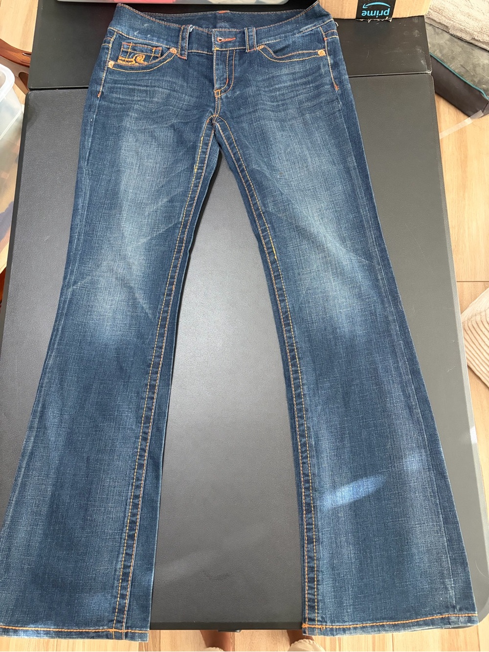 2000s Seven7 Women's low rise Bootcut Jeans in Dark Blue Wash